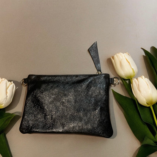 Handtas 'shining black'