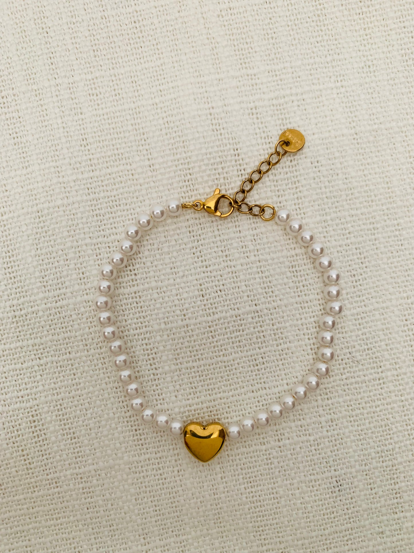 Armband 'golden heart en pearls'