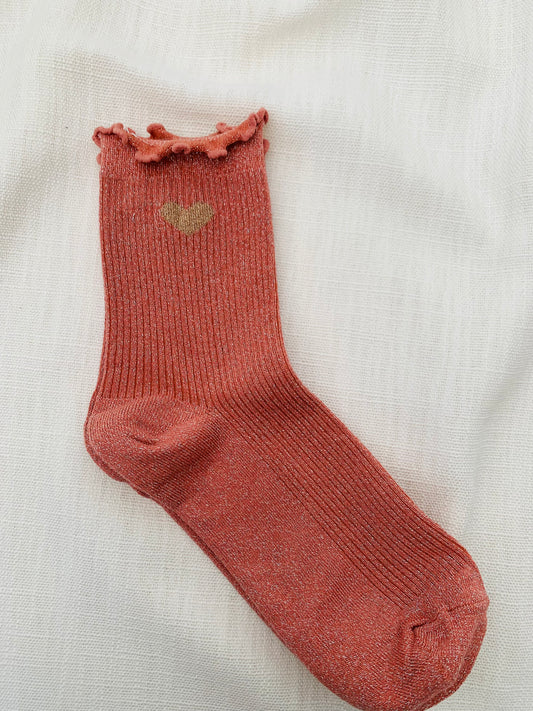 Sokken ‘pink & golden heart’