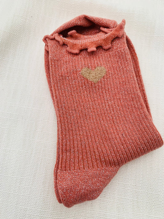 Sokken ‘pink & golden heart’