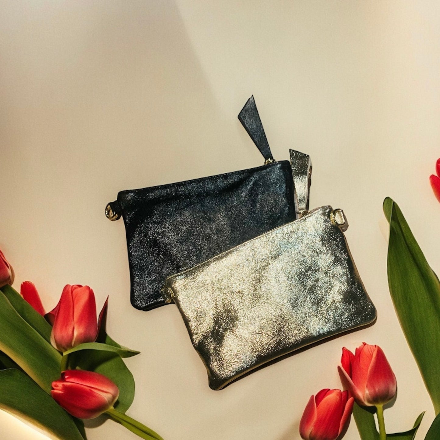 Handtas 'shining black'