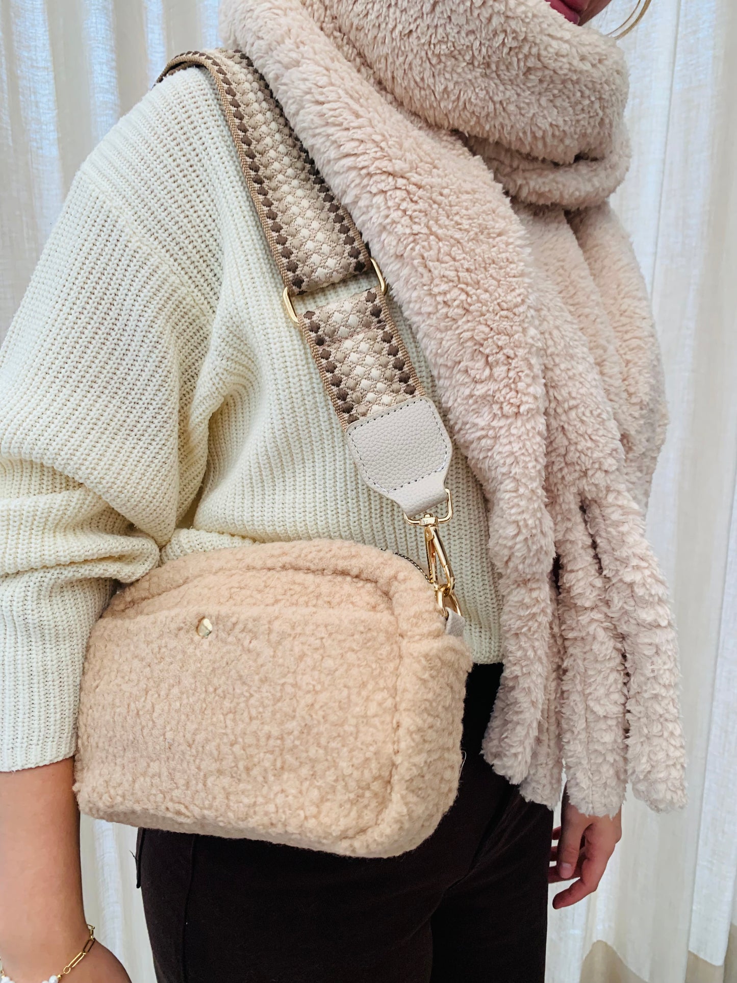 Handtas 'teddy beige'