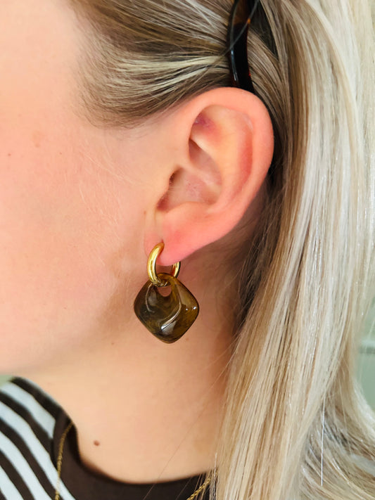 Oorbellen 'brown pearl'