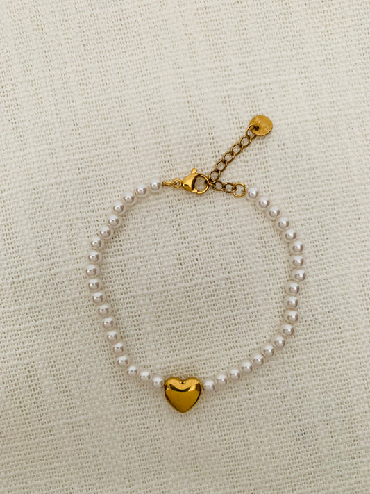 Armband 'golden heart en pearls'