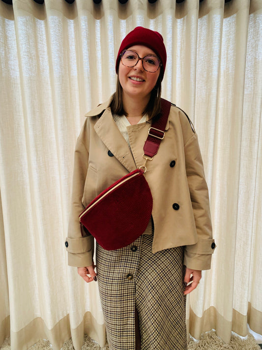 Handtas 'velours bordeaux'