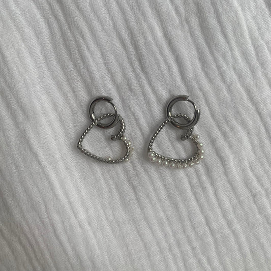 Oorbellen ‘silver heart’